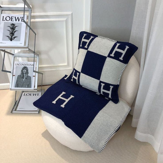 H Inspired Cushion Navy