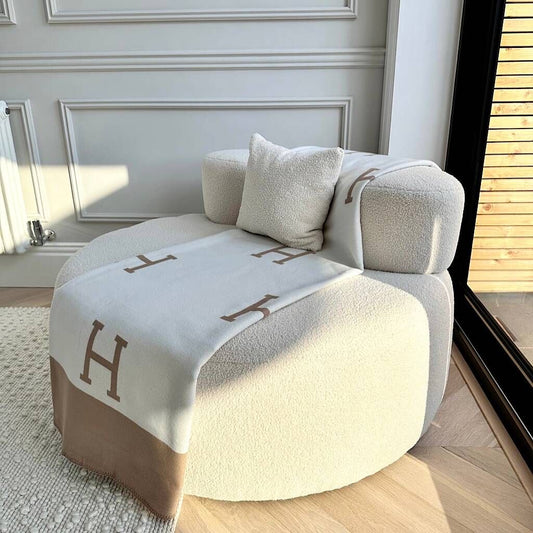 H Inspired Blanket Beige