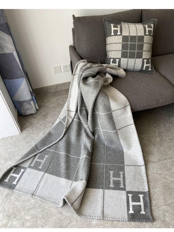 Striped H Inspired Blanket Grey