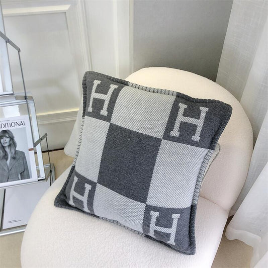 H Inspired Cushion Grey